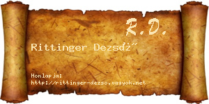 Rittinger Dezső névjegykártya